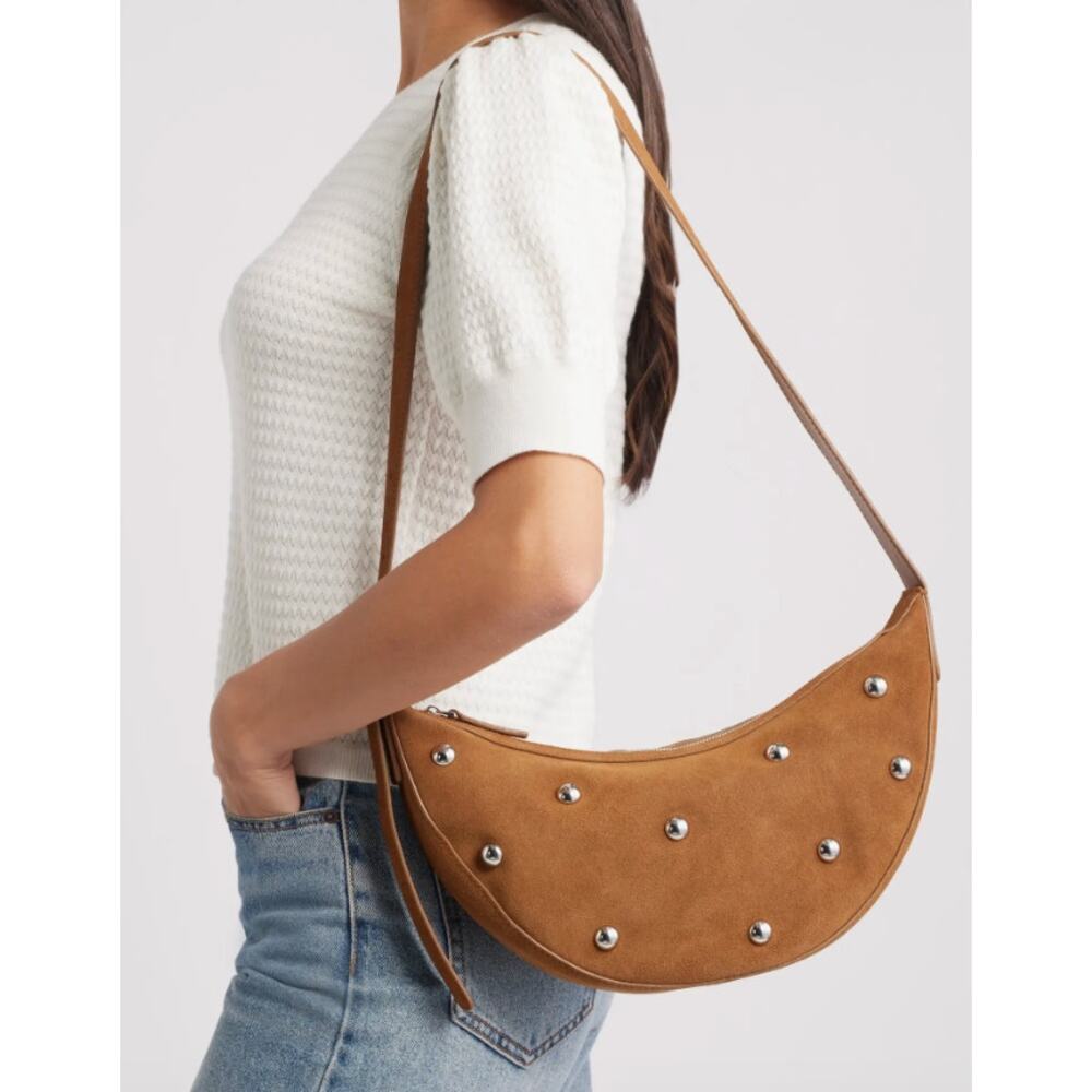 Madewell NEW Studded Crescent Suede Sling Bag